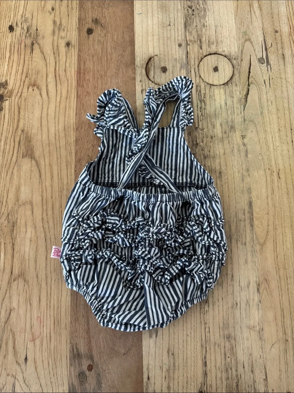 Ruffle Butts Navy & White Striped Bubble Romper